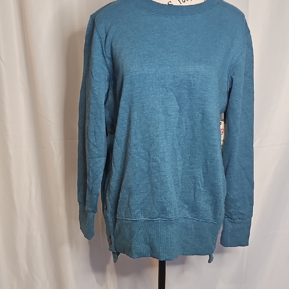 St. John's Bay Blue Boxy Long Sleeve Sweatshirt
